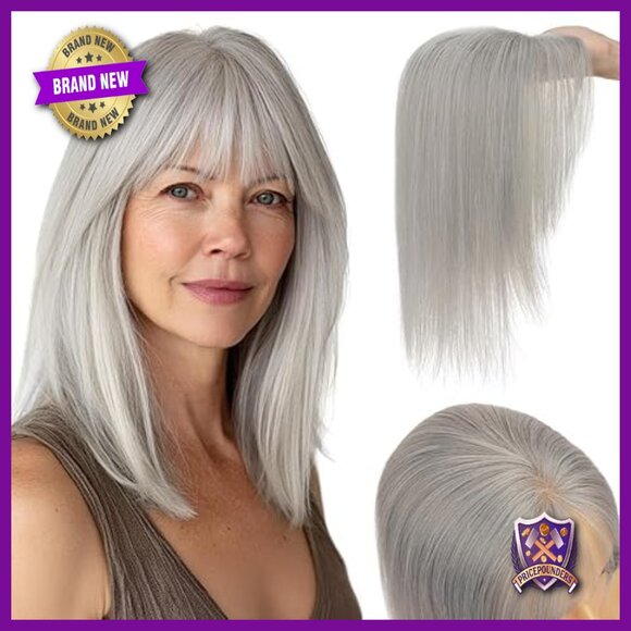 Handmade Lace Base Hair Topper for Thinning Hair, 14 Inch, 3 Clips main image 5
